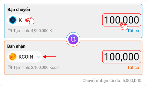 Chuyển đổi K sang Kcoin