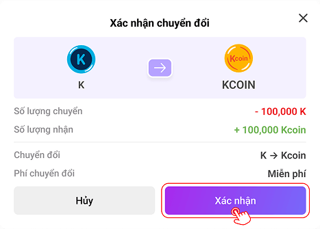 Chuyển đổi K sang Kcoin